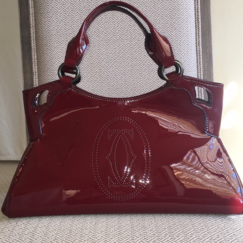 Cartier Bordeaux Patent Leather Handbag